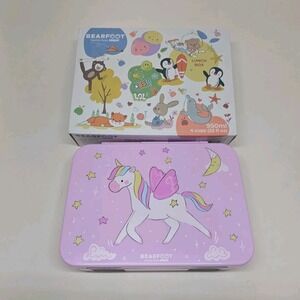 BEARFOOT Kids Lunch Box with Compartments, 4 Cups, Pink Unicorn, Bpa Free